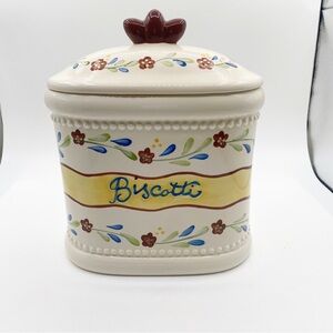 Vintage Biscotti Cookie Jar with Lid  Handmade for Nonni's 11 inch by 10 inch
